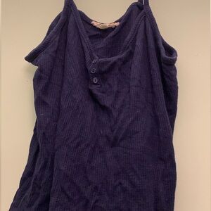 Pink Rose - Navy Blue Tank Top - Large